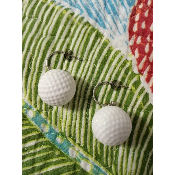 GolfBall Novalty Earrings 5 Pairs in Set Interchangable Golf Ball Charm Earrings - Picture 3 of 10
